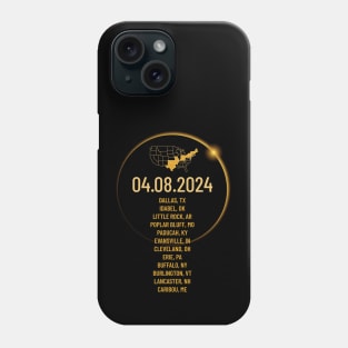 USA Cities States Totality April 8, 2024 Total Solar Eclipse Phone Case