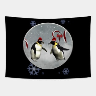 Funny penguin in a winter landscape Tapestry