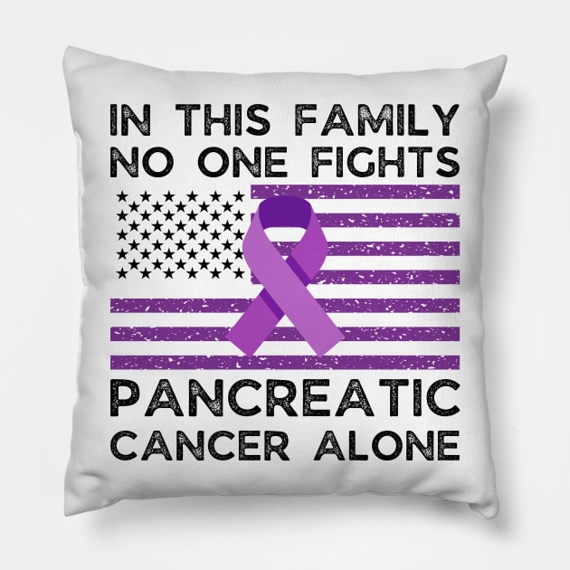 In this family no one fights pancreatic cancer alone Pillow by JustBeSatisfied