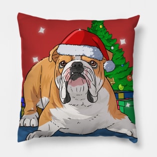 English Bulldog Merry Christmas Pillow