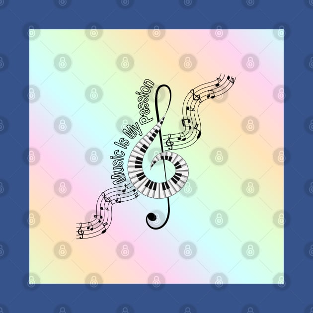 Treble Clef Piano - Musical Notes by Designoholic