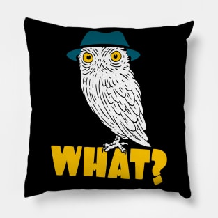 Funny Owl With Hat Hipster Bird Pillow