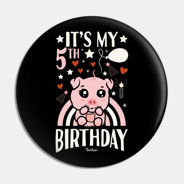 It's My 5th Birthday Pig Pin by Tesszero