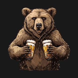 Grizzly Bear with Beers - Grizzly Bear Halloween T-Shirt