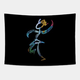 Colorful Dancing Stick Woman Tapestry