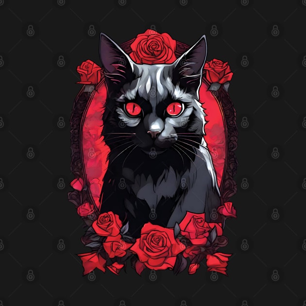 Gothic Animal Portrait | Black Cat Face by TMBTM