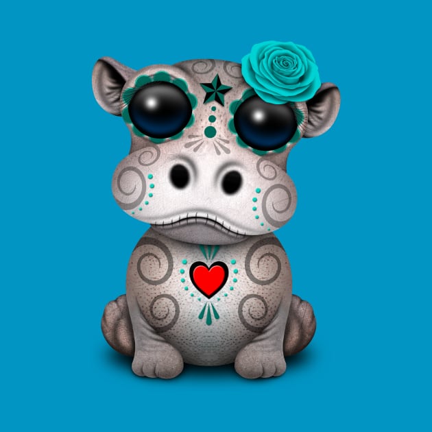 Blue Day of the Dead Baby Hippo by jeffbartels