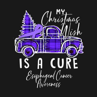 My Christmas Wish Is A Cure Esophageal Cancer Awareness Pine Ribbon T-Shirt