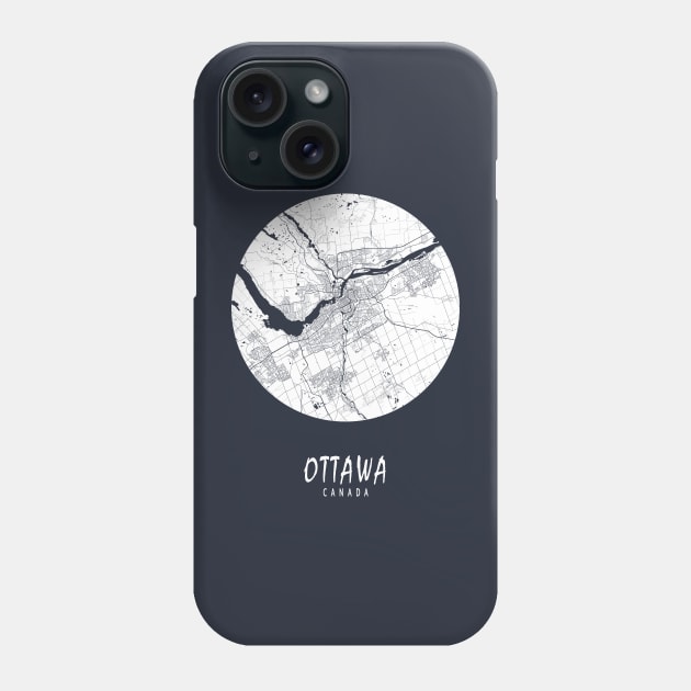 Ottawa, Ontario, Canada City Map - Full Moon Phone Case by deMAP Studio