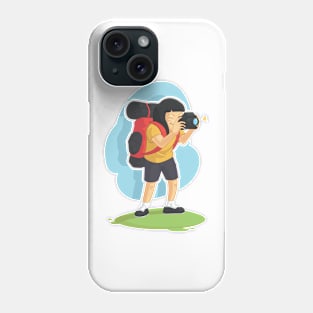 Backpacker Girl Taking Photo Phone Case