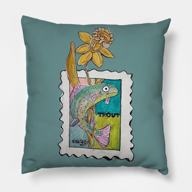 Trout Tramp Stamp Pillow by Animal Surrealism