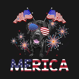 Merica Labrador Usa American Flag Independence T-Shirt