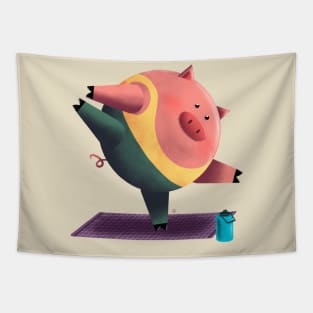 Yoga Pig Tapestry