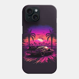 Retro Car in Synthwave Style Phone Case