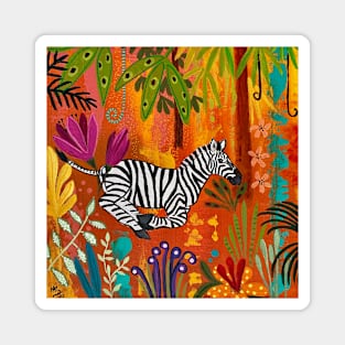 Zebra in the Rainbow Forest Magnet