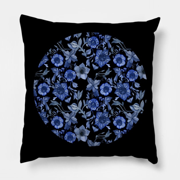 Blue flowers Pillow by Irina_Reznikova