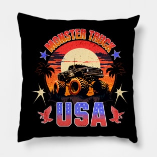 Vintage Monster Truck USA design Pillow