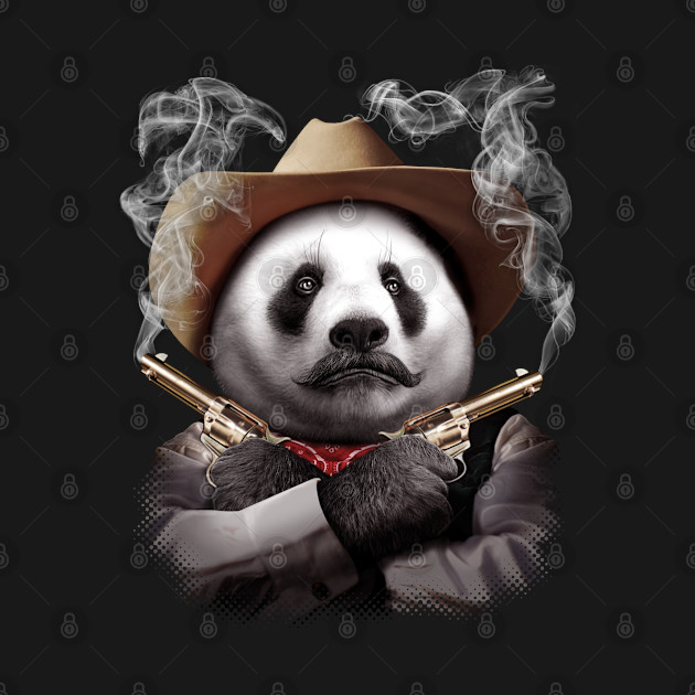 Discover PANDA CROSSGUNS - Western - T-Shirt