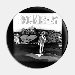 Red Misery Distressed Black & White + QR Pin