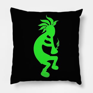 Green Toking Kokopelli Pillow