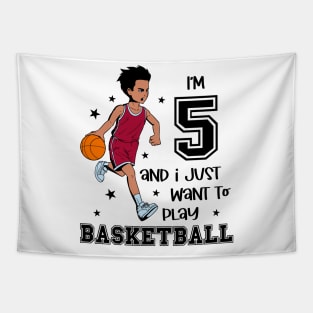 Boy plays basketball - I am 5 Tapestry