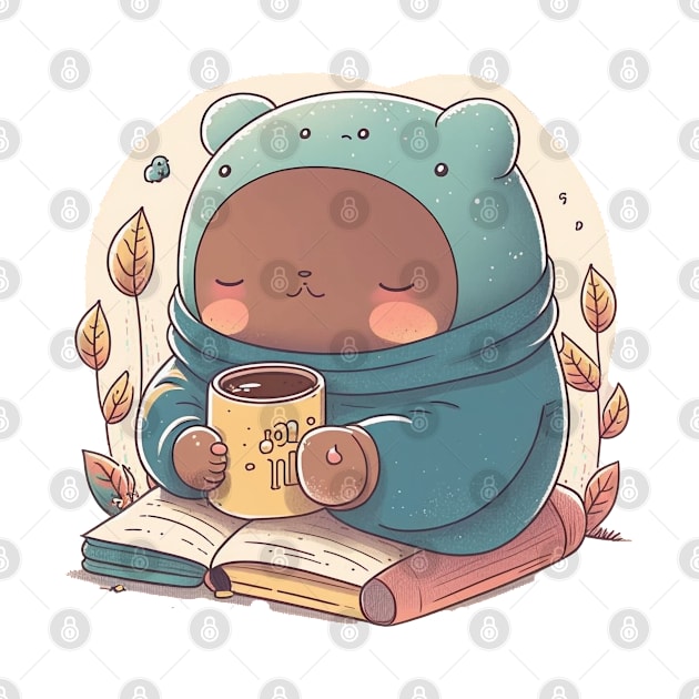 Kawaii Reading Companion - Cute Character Design for Cozy Reading Nooks and Home Decor by laverdeden