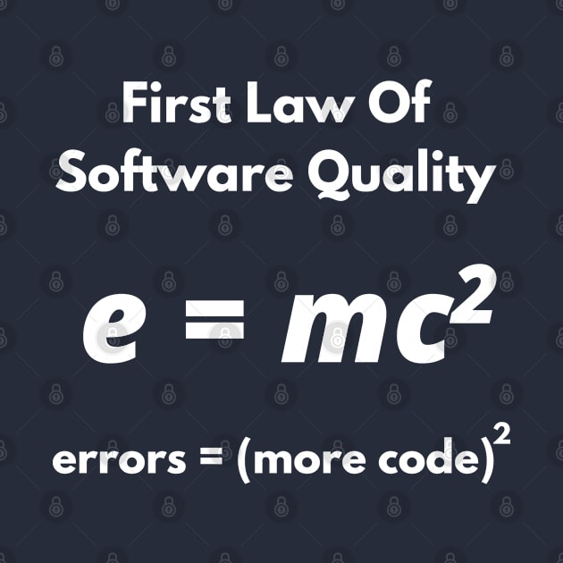 First Law Of Software Quality, errors equal more code, Developer and Coder Humor by Mohammed ALRawi