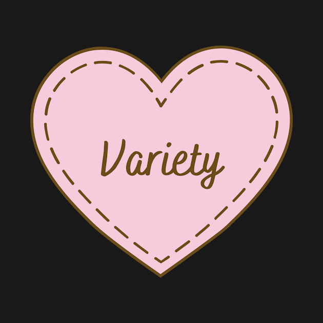 I Love Variety Simple Heart Design by Word Minimalism