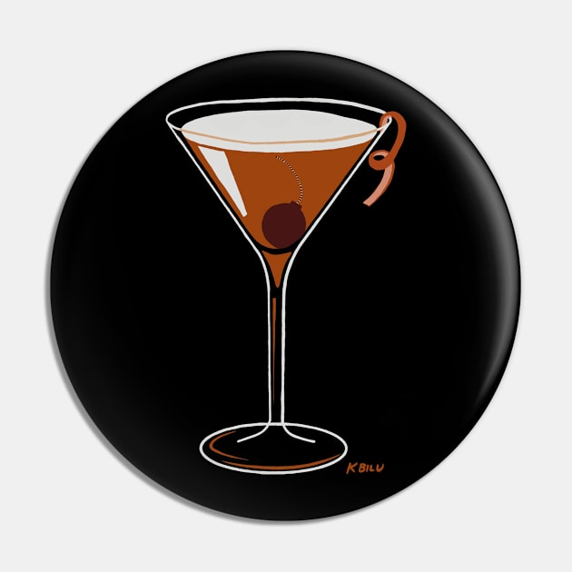 Manhattan cocktail Pin by KBILU_Art