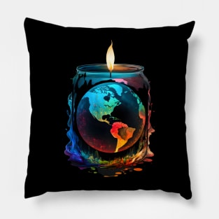 Illuminate Earth: A Candle for Change Pillow
