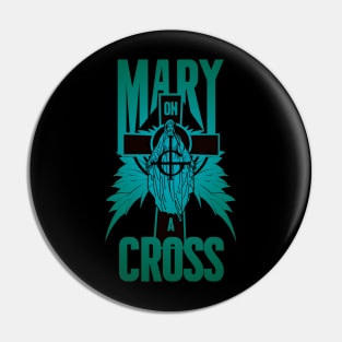 mary on a cross- blue Pin