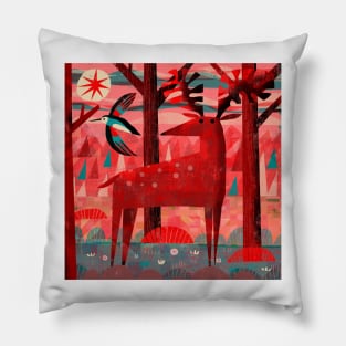 Woodpecker and Deer Pillow