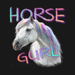 Funny Girl Horse Humor Rainbow Equestrian Equine Jumping Riding Horse Show Thoroughbred horse T-Shirt