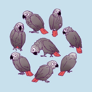 African Grey Parrot Flock T-Shirt