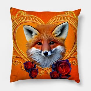 Wonderful head of a fox with heart Pillow