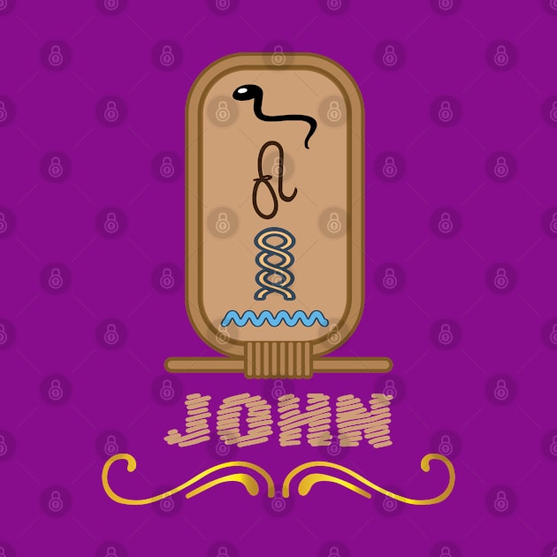 JOHN-American names in hieroglyphic letters-JOHN, name in a Pharaonic Khartouch-Hieroglyphic pharaonic names by egygraphics