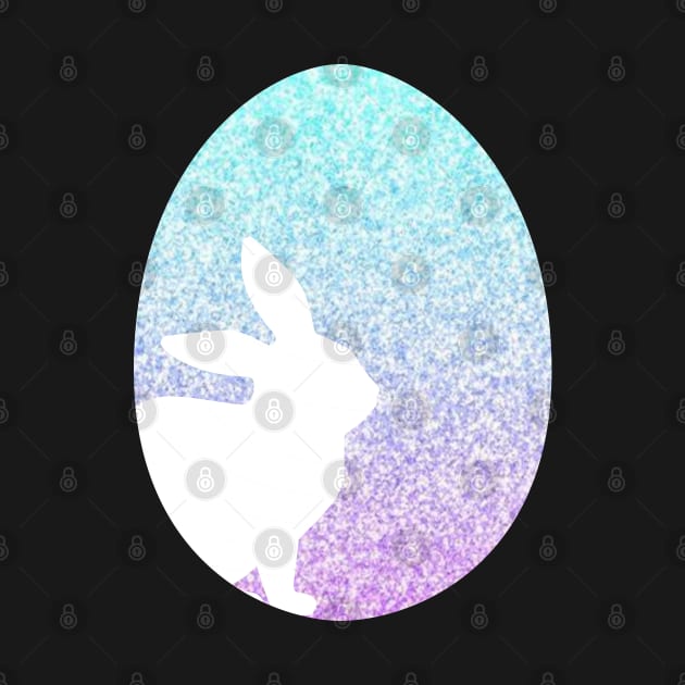 Easter Bunny Silhouette in Pastel Blue Purple Ombre Faux Glitter Easter Egg by Felicity-K