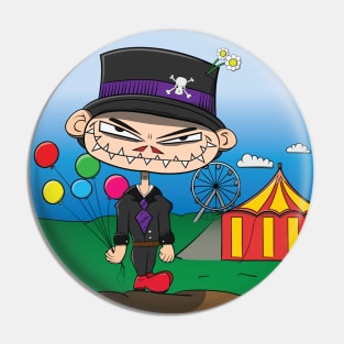 Scary Circus Clown with Balloons Cartoon Pin