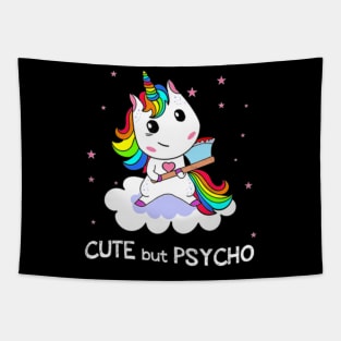 Cute But Psycho Unicorn Rainbow Tshirt Funny Tapestry