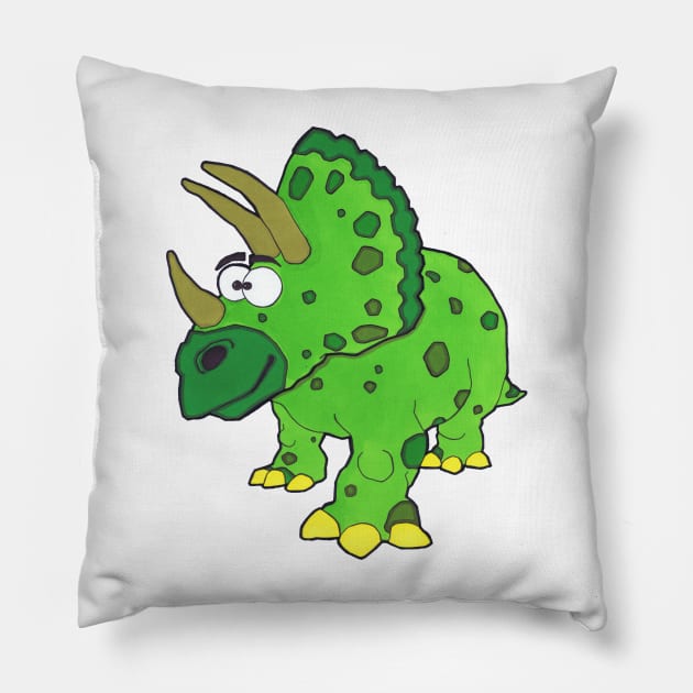 Timothy theTriceratops (Dinosaur No2) Pillow by SpencerHart