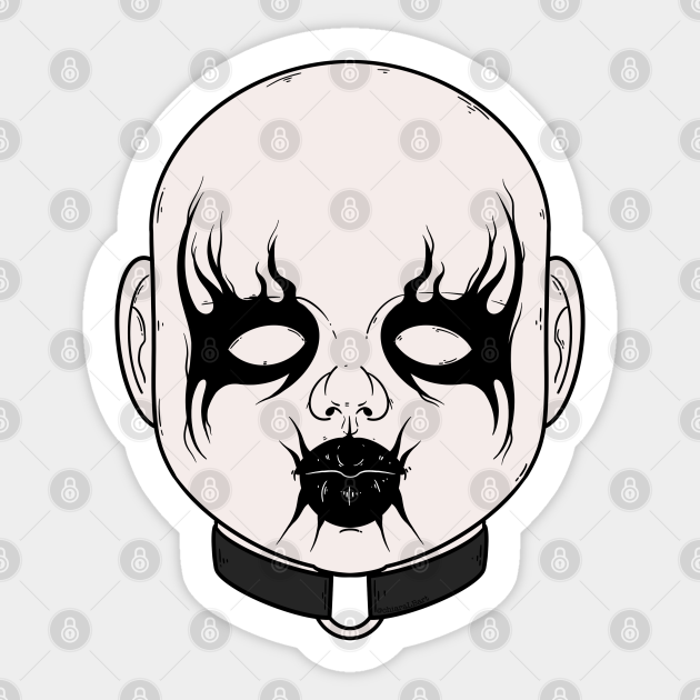 Black Metal Doll Head - Black Metal - Sticker