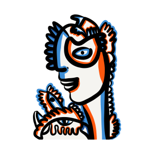 Orange Blue Tribal Graffiti Creature T-Shirt