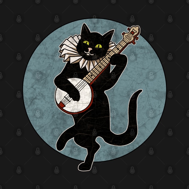 Vintage Cat Playing Banjo by valentinahramov