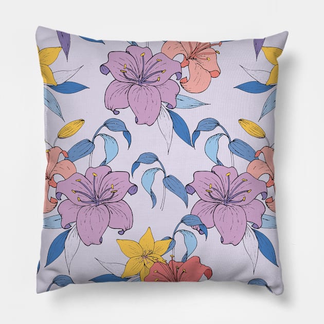 Purple Flowers Pillow by Dessi Designs