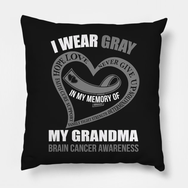 In My Memory Of My Grandma Brain Cancer Awareness Pillow by CarolIrvine