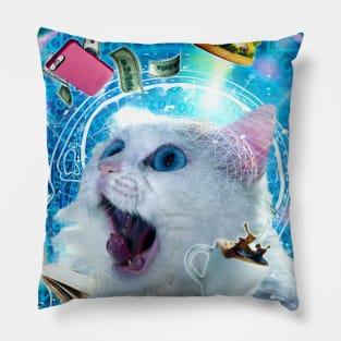 Trippy Dopamine Fasting Cat - Burger Coffee Pillow