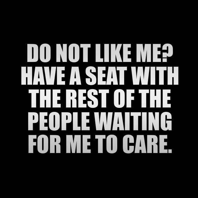 Do Not Like Me Have A Seat Funny Sayings by It'sMyTime