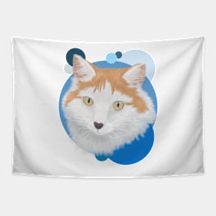 Ginger Cat- blue bubbles Tapestry