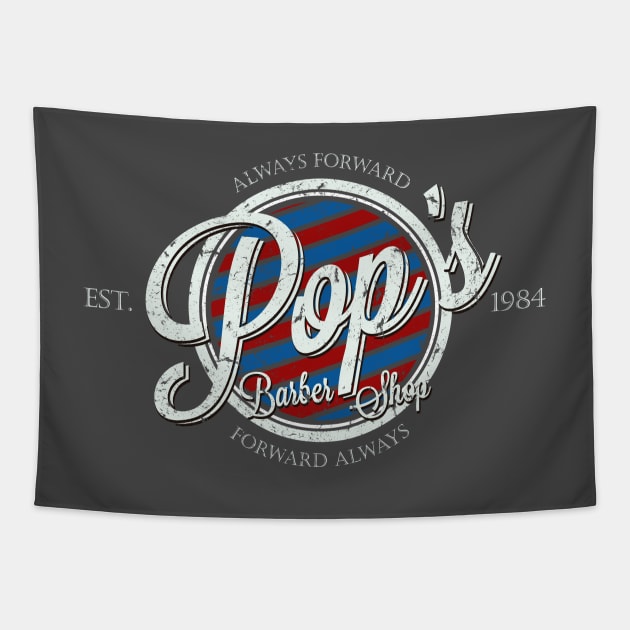 POP'S BARBER SHOP Tapestry by Skullpy