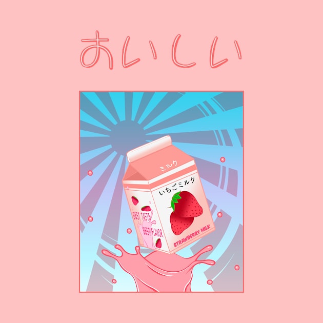 Kawaii Strawberry Milk Rising Sun Decora by Zabren's Art